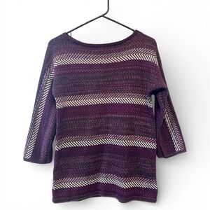 Chaps Women's Purple and White Striped Sweater Size Small